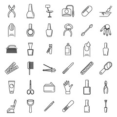 Home manicurist icons set. Outline set of home manicurist vector icons for web design isolated on white background