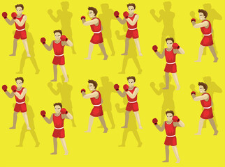 Hook Manga Man Boxing Cartoon Vector Illustration Seamless Background-01