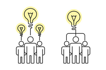 Idea, creativity, teamwork concept. Flat style illustration. 