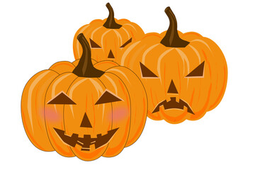 Pumpkins are ready for the celebration of Halloween. They
express their emotions.