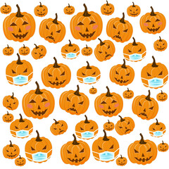This is a background pattern made of Halloween pumpkins.