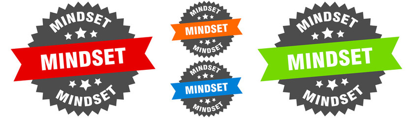mindset sign. round ribbon label set. Seal