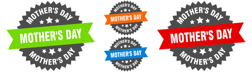 mother's day sign. round ribbon label set. Seal