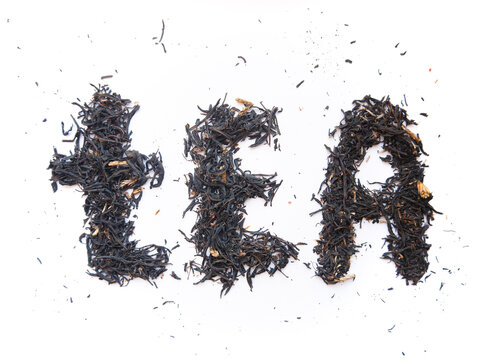 Leaf black tea tea leaves tea leaves background texture letter shape