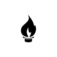 The icon of a gas burner. Gas flame from the stove black silhouette isolated on a white background. Icon for websites, web design, and mobile apps