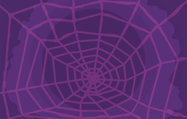 Purple Background with Spider Web, Vector Illustration