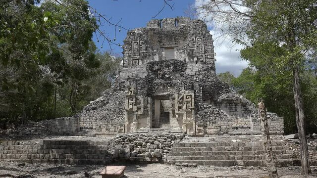Structure XX (South side) of Chicanna Mayan Ruins. Campeche, Mexico
