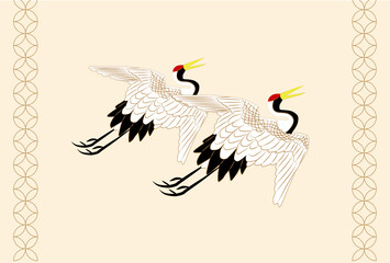 2021年丑年年賀状-丹頂鶴