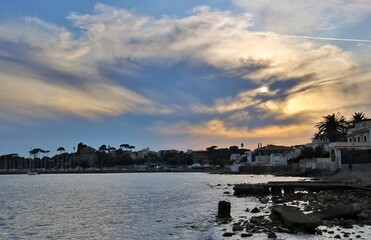 sunset over the river