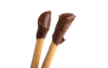 biscuit stick with chocolate cream isolated