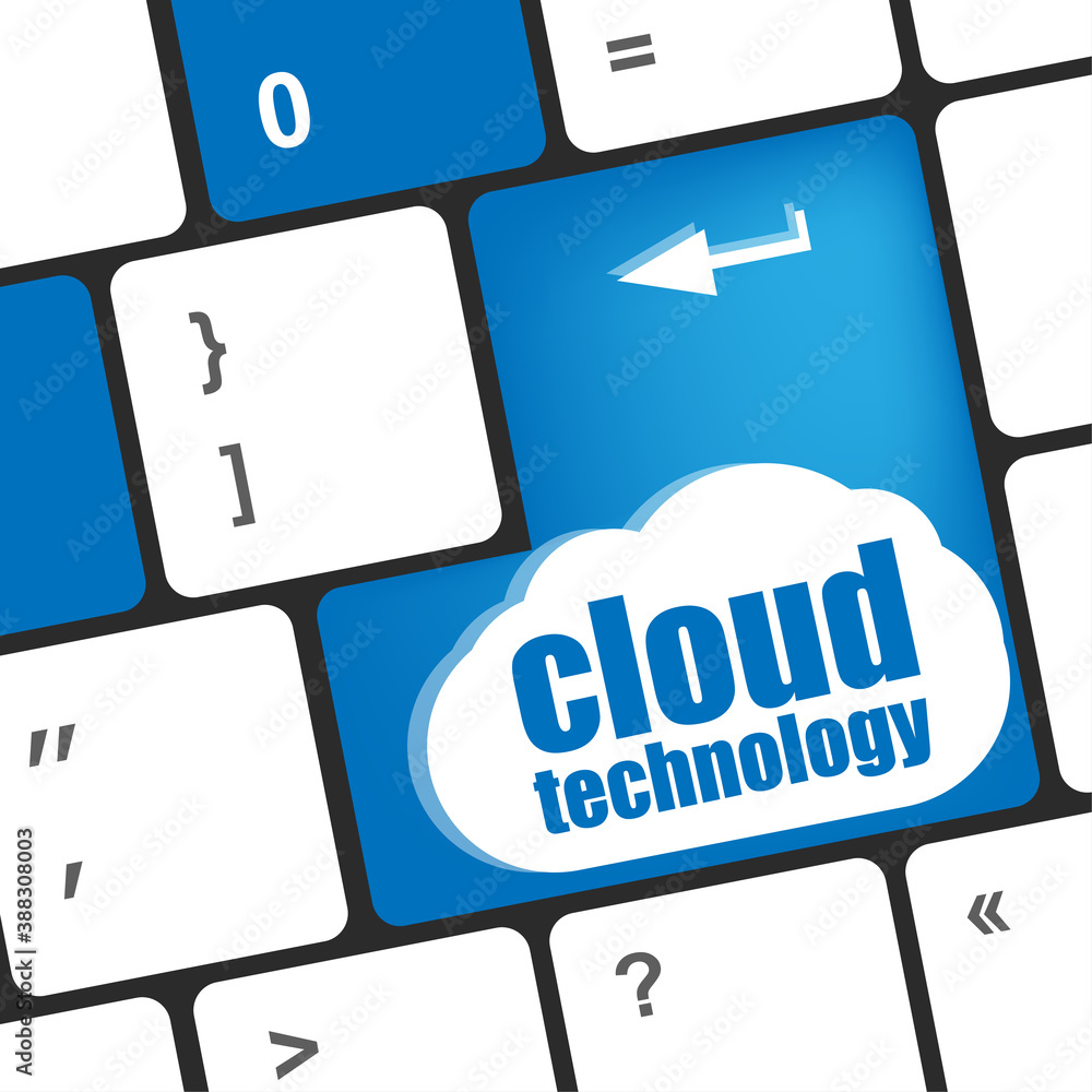 Poster connect to cloud concept on button of the keyboard key