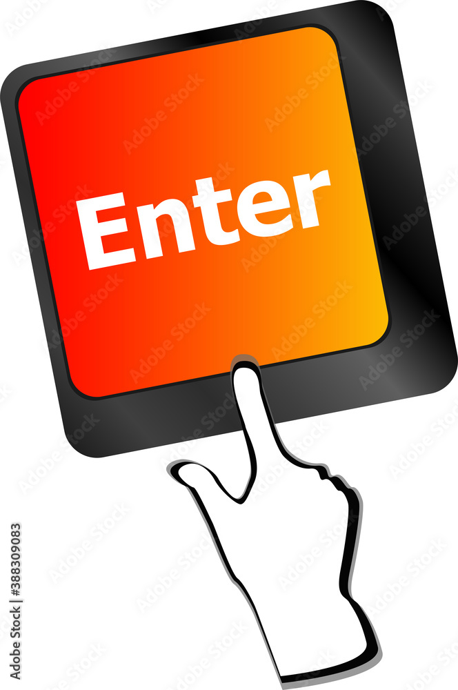 Poster message on keyboard enter key, for online support concepts.