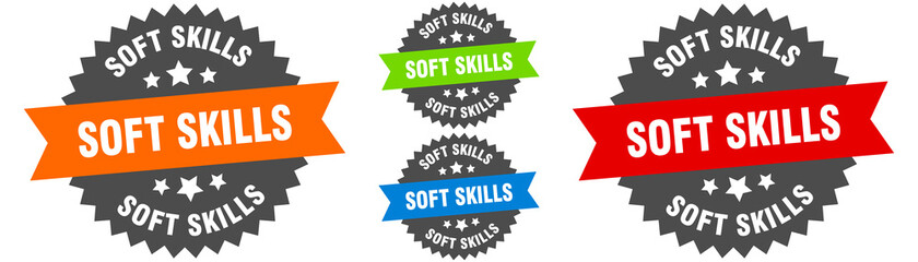 soft skills sign. round ribbon label set. Seal