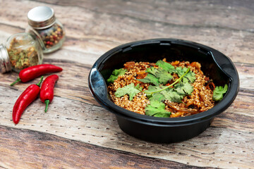 Korean Japchae recipe with chicken, Sweet potato vermicelli, vegetables