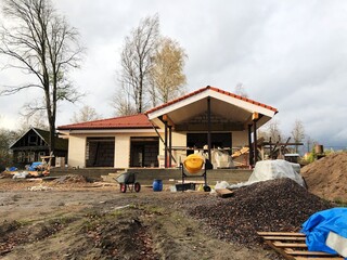 House under construction in the village view