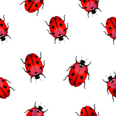 Seamless pattern with ladybirds.