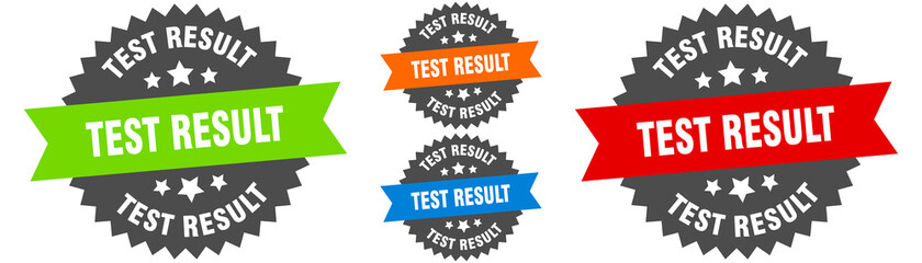 test result sign. round ribbon label set. Seal