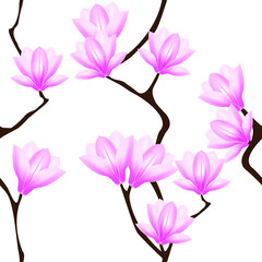 Seamless pattern with magnolia flowers.