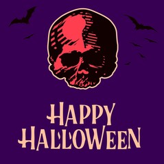 Happy halloween with a scary skull. Vector image