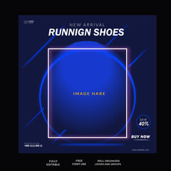 New arrival Runningn shoes social media template 