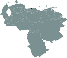Black Location Map of the Venezuelan Capital District of Caracas within Grey Map of Venezuela