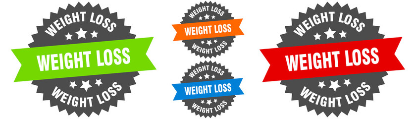 weight loss sign. round ribbon label set. Seal