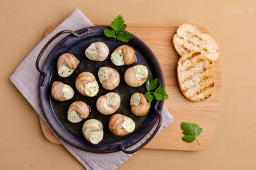 Traditional escargot with garlic butter