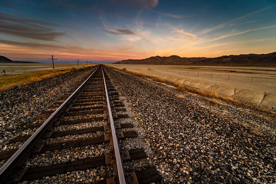 Landscape image of a railroad.