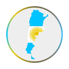 Argentina icon. Shape of the country with Argentina flag. Round sign with flag colors gradient ring. Attractive vector illustration.