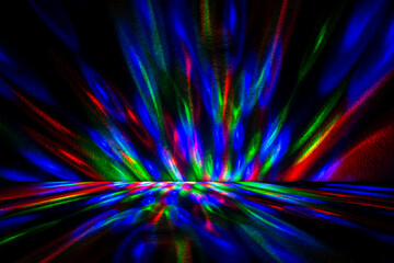 Disco light room background, empty concrete floor and wall with colorful neon dots. lightequipment abstract mockup