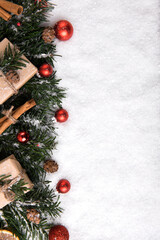 Naklejka na ściany i meble Beautiful Christmas background with presents and decorations