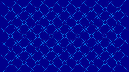 Crossing diagonal lines and squares structure pattern on blue background