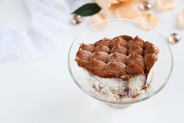 chocolate dessert. truffle ice cream in a glass bowl