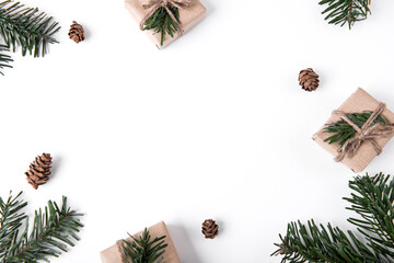 Beautiful Christmas background with  presents and decorations