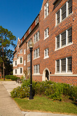 Typical classic red brick college dormitory architecture
