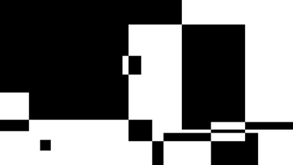 Clean minimal geometry background pattern with interacting black-and-white rectangles of different size