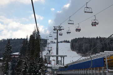 ski lift in the mountains