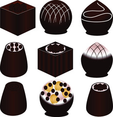 Set of chocolate candies.