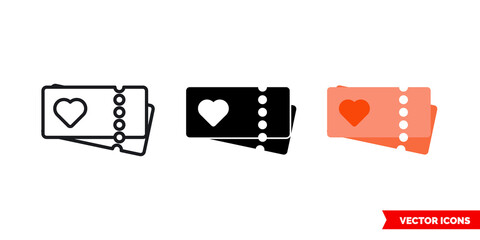 Honeymoon icon of 3 types color, black and white, outline. Isolated vector sign symbol.