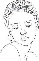 Line portrait of a girl, vector illustration
