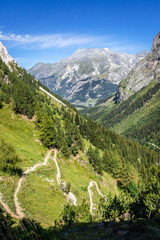 Fototapeta na wymiar Mountain and hiking path landscape in French alps