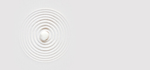 Zen japanese garden background top view. Horizontal banner