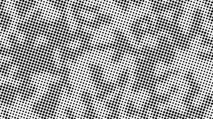 Minimal black and white monochrome halftone background. Circles, dots of various diameters with a spot and stripe effect. Vector illustration.