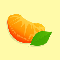 Tangerine slice with a leaf 