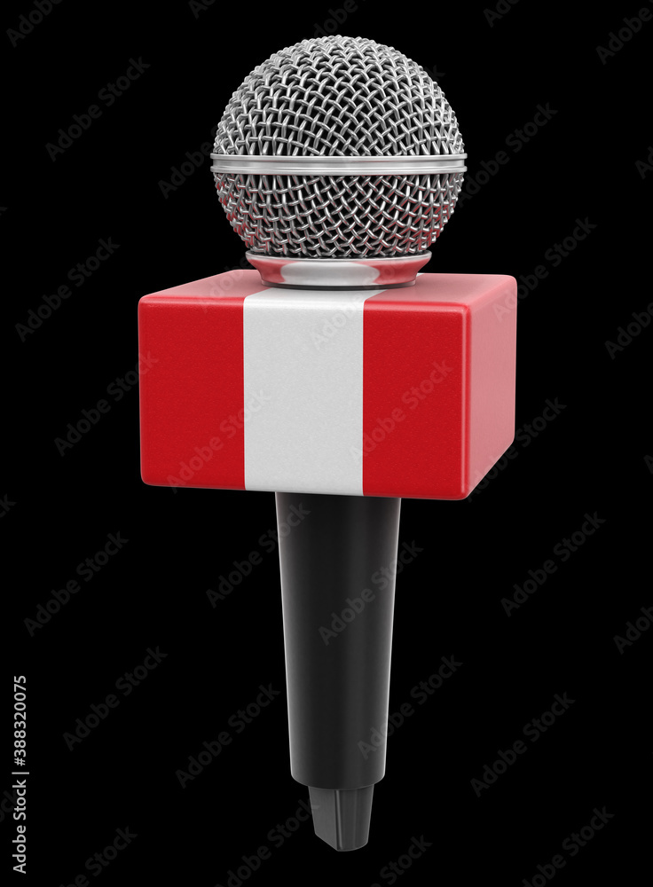 Poster microphone and peruvian flag. image with clipping path