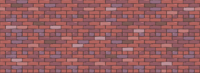 Brick Wall Texture Background. Digital llustration of Red Color Brickwall. Seamless Pattern in Loft Style. Vector Illustration. EPS 10