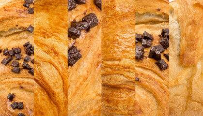 Chocolate Croissant Texture Collage, Various Puff Pastry Collection