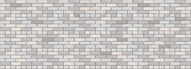 Brick Wall Texture Background. Digital llustration of White Color Brickwall. Seamless Pattern in Loft Style. Vector Illustration. EPS 10