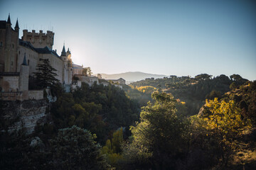 Segovia's alcazar castle in sunrise