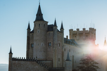 Fototapeta premium Segovia's alcazar castle in sunrise